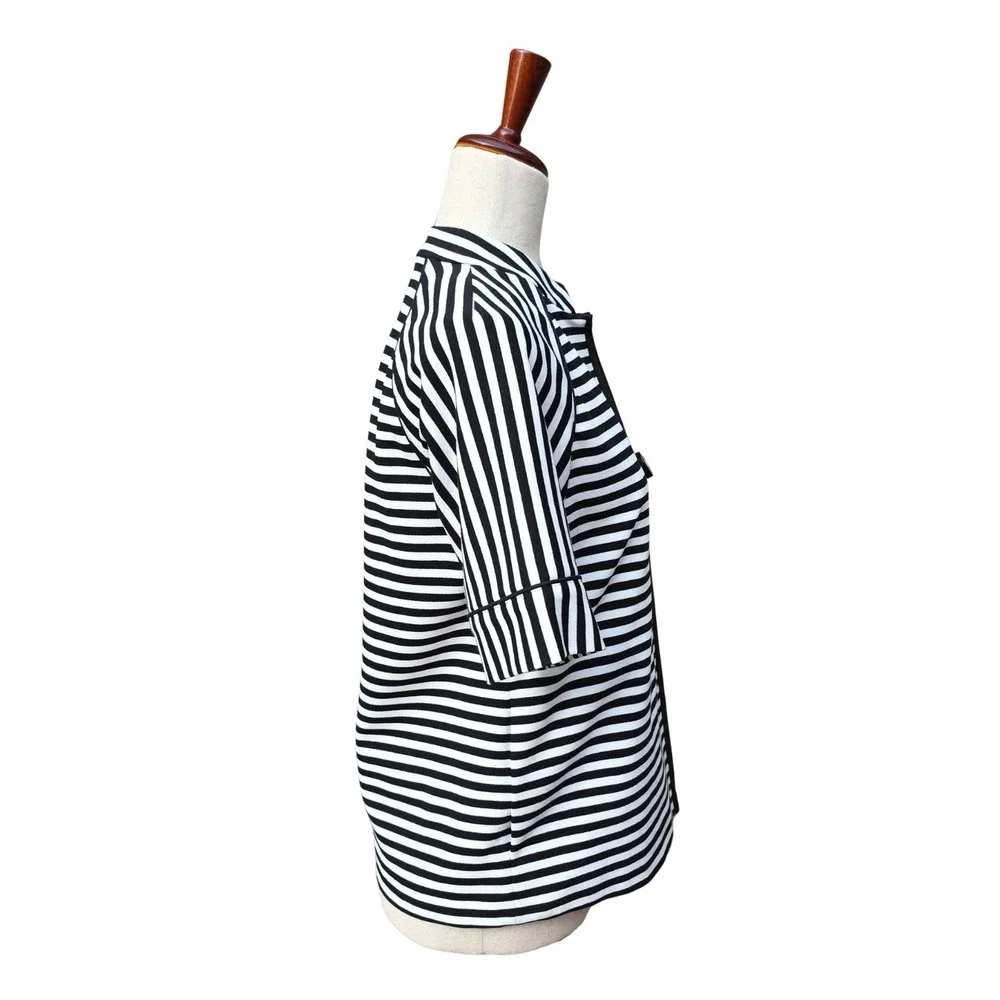 Lafayette 148 Jacket Small Petite Striped Short Sleeve Minimalist‎ Quiet Luxury